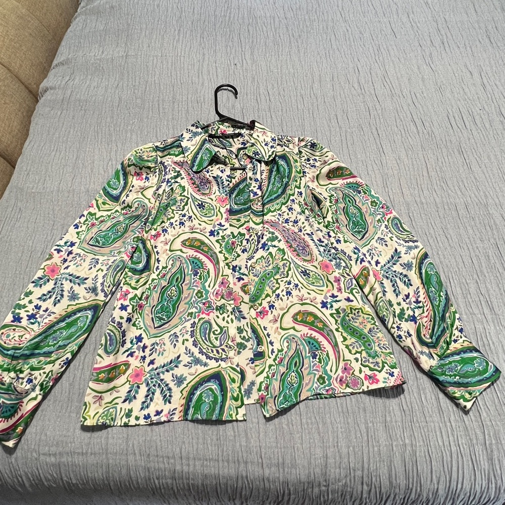 Printed Satin Shirt | Zara | Size S